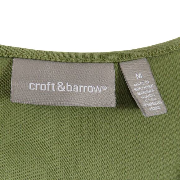 Croft & Barrow 1990s Vintage Olive Green Beaded Tank Top Boho Hippie Medium - Picture 4 of 5